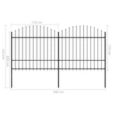 ZNTS Garden Fence with Spear Top Steel x3.4 m Black 277740