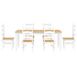 ZNTS 7 Piece Dining Set Panama White Solid Wood Pine 3345214