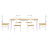 ZNTS 7 Piece Dining Set Panama White Solid Wood Pine 3345214