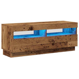 TV Cabinet with LED Lights Old Wood 100x35x40 cm Engineered Wood 856355