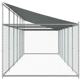 Dog Cage with Roof and Door Grey 12x2x2 m Galvanised Steel 3209572