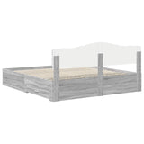 Bed Frame with Drawer Grey Sonoma 200 x 200 cm Engineered Wood 3413157