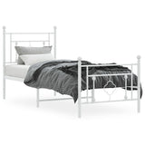 Metal Bed Frame without Mattress with Footboard White 80x200cm 374397