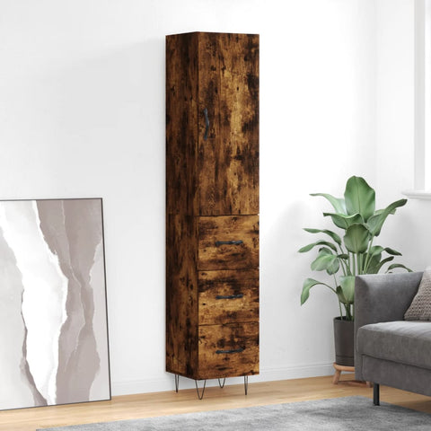 Highboard Smoked Oak 34.5x34x180 cm Engineered Wood 3198886