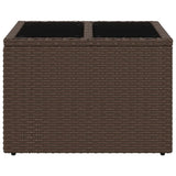 Garden Table with Glass Top Brown 55x55x37 cm Poly Rattan 366207