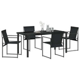 Garden Dining Set 5 pcs Black Textilene & & Powder-coated steel 3379343