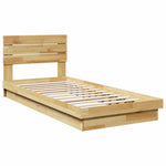 Bed Frame with Headboard without Mattress 100x200 cm Solid Wood Oak 3315743