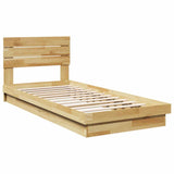 Bed Frame with Headboard without Mattress 100x200 cm Solid Wood Oak 3315743