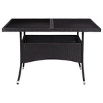 ZNTS Outdoor Dining Table Black Poly Rattan and Glass 46189