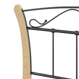 Bed Frame Black and natural Powder-coated metal, solid oak wood 324883