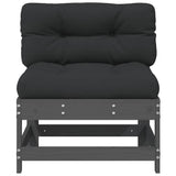 Middle Sofa with Cushions Grey Solid Wood Pine 825550