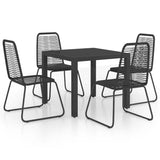 5 Piece Garden Dining Set PVC Rattan Black 3060119