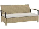 125L Garden Storage Bench, 2 Seater PE Rattan Outdoor Bench Storage Box with Padded Cushion, Khaki T3398P552617