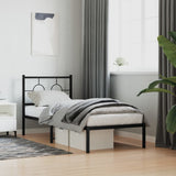 Metal Bed Frame without Mattress with Headboard Black 80x200cm 376217