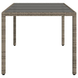 Garden Table Grey PE rattan, powder-coated steel, tempered glass 365594