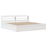 Bed Frame with Headboard White 180x200 cm Super King Solid Wood Pine 3307075