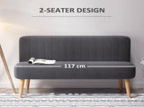 Modern Double Seat Sofa Loveseat Couch 2 Seater Compact Sofa Padded Linen Wood Leg Dark Grey T3398P378087