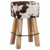Bar Stool 2 pcs Brown and White 44 x 33 x 74 cm Real Leather 42042125