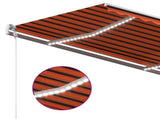 Manual Retractable Awning with LED 3x2.5 m Orange and Brown 3069905