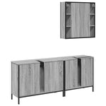 ZNTS 3 Piece Bathroom Cabinet Set Grey Sonoma Engineered Wood 3214733