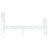 Metal Bed Frame without Mattress with Footboard White 150x200cm 373956
