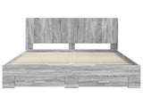 Bed Frame with Storage and Headboard Grey Sonoma 3414106