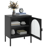 Nightstand Black 50x35x60 cm Glass and Steel 352997