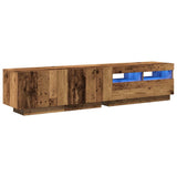 TV Cabinet with LED Lights Old Wood 180x35x40 cm Engineered Wood 3329163