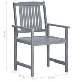 Garden Chair Set of 6 Grey Solid Acacia wood Standard Durable 3078205