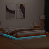 LED Bed Frame without Mattress Wax Brown 200x200 cm Solid Wood 844418