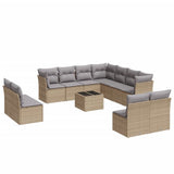 12 Piece Garden Sofa Set with Cushions Beige Poly Rattan 3217829