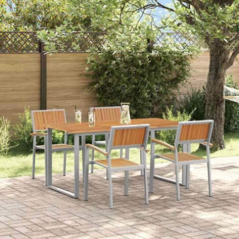 Garden Dining Set 5 pcs Grey and brown 160 x 80 x 75 cm 3284353