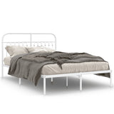 Metal Bed Frame without Mattress with Headboard White 140x190cm 376649