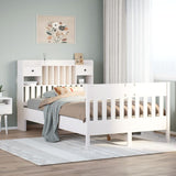 ZNTS Bed Frame without Mattress White 120x200 cm Solid Wood Pine 3323264