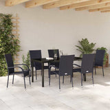 Garden Dining Set 7 pcs Black Powder-Coated Steel 3379405