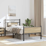Bed Frame without Mattress Sonoma Oak 75x190 cm Small Single Engineered Wood 4106970
