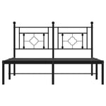 ZNTS Metal Bed Frame without Mattress with Headboard Black 140x200cm 374340