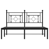 ZNTS Metal Bed Frame without Mattress with Headboard Black 140x200cm 374340