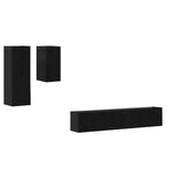 Wall TV Cabinet Wall-mounted 3 pcs Black Oak Engineered Wood 3393478