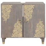 Sink cabinet with Storage Grey 62 x 33 x 58 cm Solid Mango Wood 4018791