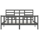 Bed Frame without Mattress Grey 200x200 cm Solid Wood Pine 3107635