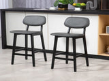 Bar Stools Set of 2, Breakfast Bar Chairs, PU Leather Upholstered Kitchen Stools with Backs, T3398P342291