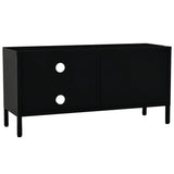 TV Cabinet Black Black powder-coated steel, tempered glass 336055