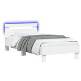 Bed Frame with LED White 80 x 200 cm Engineered Wood 8008987