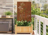 Garden Privacy Screen Floral Rusty 50 x 140 cm Weathering Steel 876300