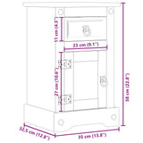 Bedside Cabinet Corona 35x32.5x58 cm Solid Wood Pine 4005652