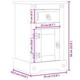 ZNTS Bedside Cabinet Corona 35x32.5x58 cm Solid Wood Pine 4005652