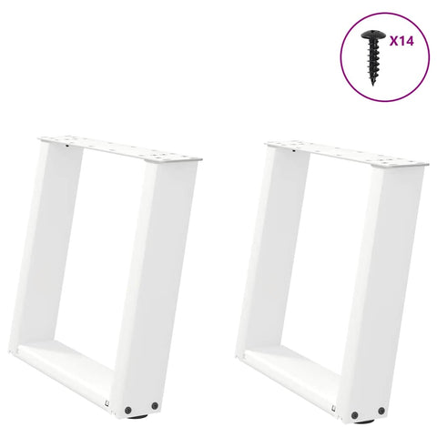 ZNTS Coffee Table Legs U-Shaped 2 pcs White 50x cm Steel 4012765