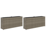 ZNTS Garden Planters with 2 Pots 2 pcs Grey 90x20x40 cm Poly Rattan 3210515