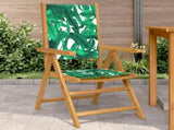 Garden Chairs 2 pcs Leaf Pattern Solid Wood Acacia and Fabric 367661